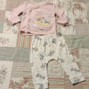 Pink and White Baby Pajamas Featuring Minnie Mouse